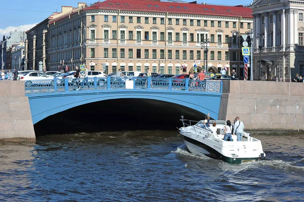 São Petersburgo Rússia Julho 2020 Vista Rio Moika Ponte Azul — Fotografia de Stock