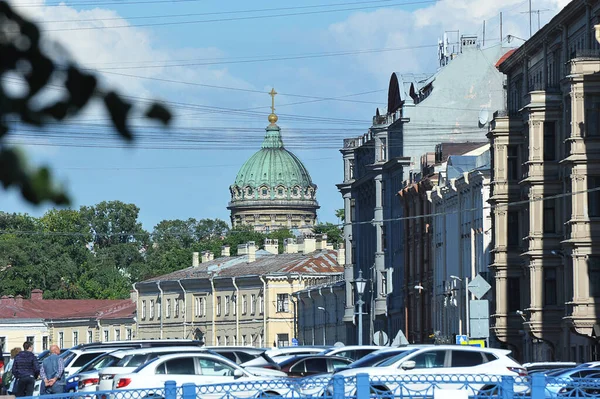 Petersburg Rosja Lipca 2020 Widok Rzekę Moikę Katedrę Izaaka Sankt — Zdjęcie stockowe