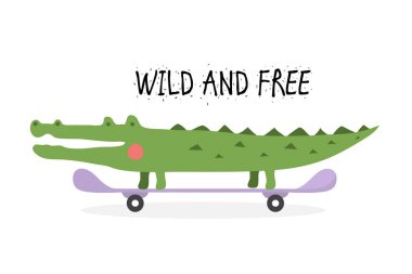 Komik timsah kaykaya biniyor - yazı vahşi ve özgür çizgi film çizimleri