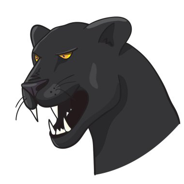 Panter Baş İllüstrasyonu beyaz - vektör logo resimleme maskotuna izole edildi