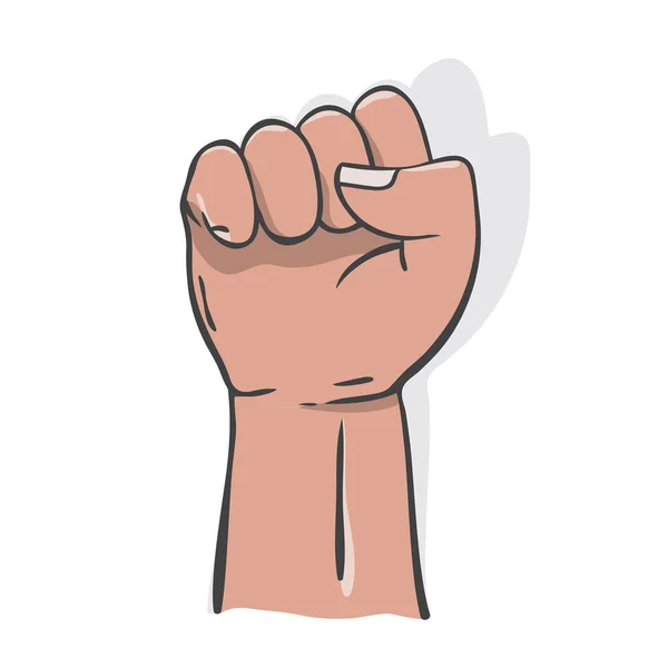 Clenched Fist Cartoon Illustration Crowd Protestters People Raised Fist Humans — Stock Vector