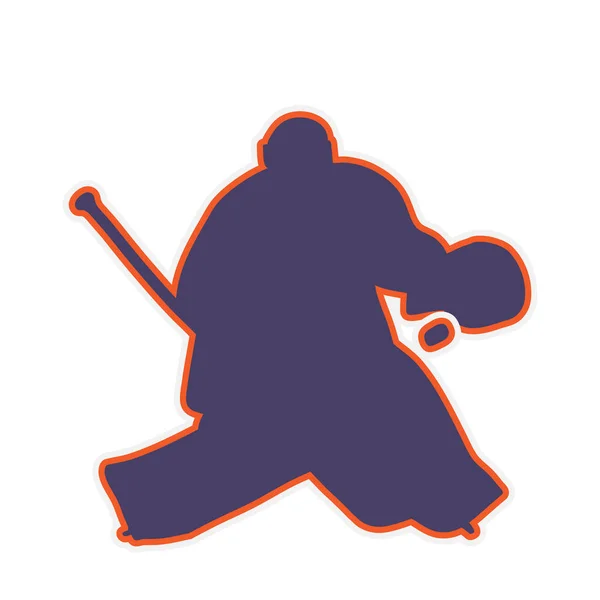 Ice Hockey Goalkeeper Action Vector Illustration Silhouette Goalkeeper Sticker — Stock Vector