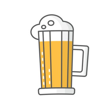 Bira ve köpüklü cam bardak. Oktoberfest bira festivalinin simgesi.