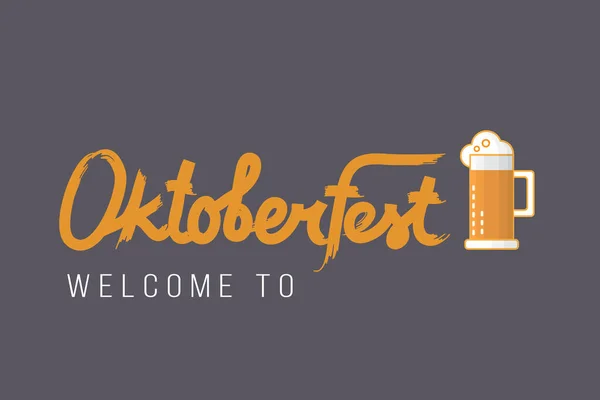 Letras Desenhadas Mão Oktoberfest Logotipo Festival Cerveja Com Caneca Cerveja —  Vetores de Stock