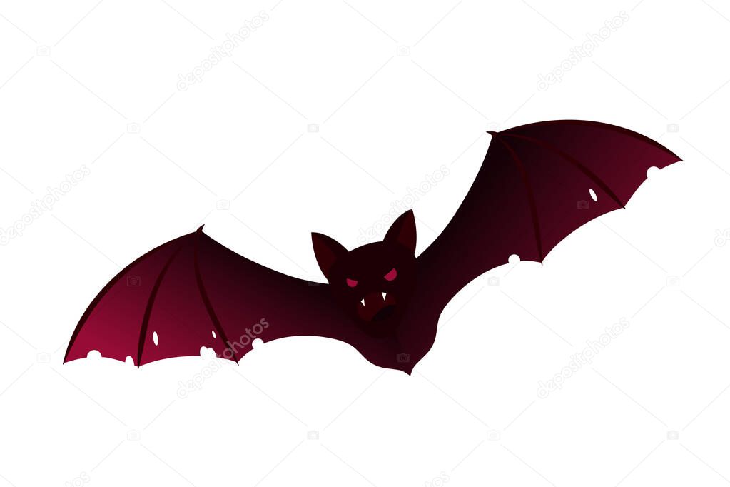 Scary bloody vampire bat cartoon illustration - Halloween concept