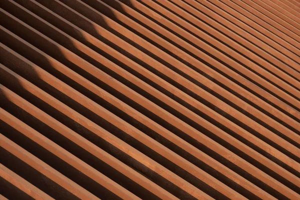 Sunlight Shadow Surface Old Artificial Wooden Lath Abstract Diagonal Pattern — Stock Photo, Image