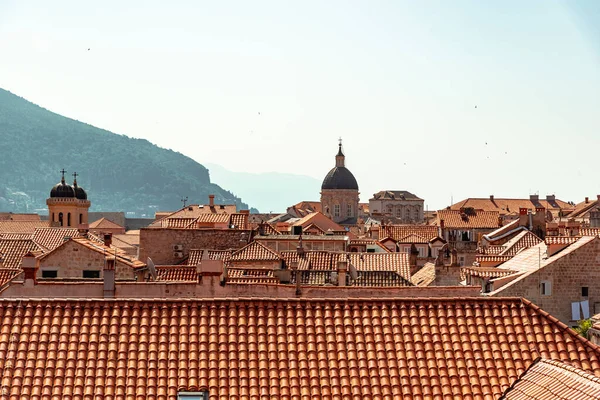 Hırvatistan 'ın Dubrovnik kentindeki tuğla renkli çatılar