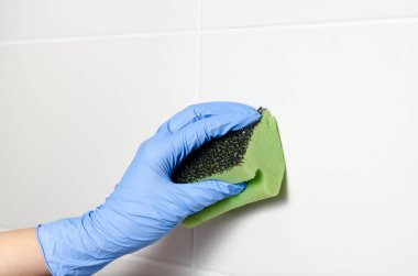 Temizlik ve dezenfektan banyonun yakın çekimi. .