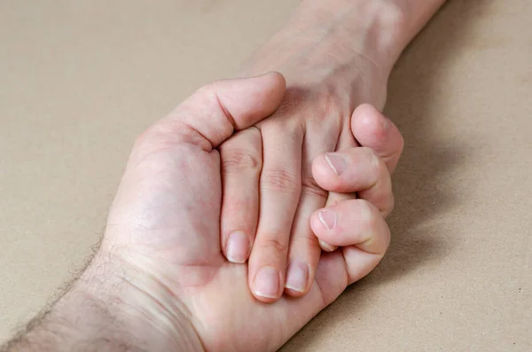 Close Hand Woman Man Holding Each Other Tightly — Stock Photo, Image