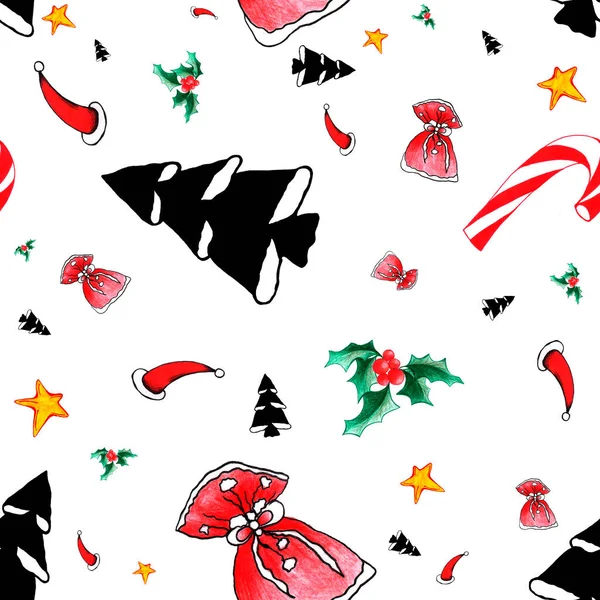 Nahtloses Muster Für Das Neue Jahr Illustration Für Weihnachten — Stockfoto