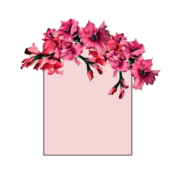 Ilustración Wiht Acuarela Flores Logo Con Flores Pintadas — Foto de Stock