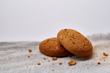 Yulaf kurabiye saf peçete, yakın çekim, seçici odak yığını.