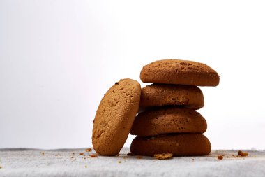 Yulaf kurabiye saf peçete, yakın çekim, seçici odak yığını.