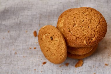 Yulaf kurabiye saf peçete, yakın çekim, seçici odak yığını.