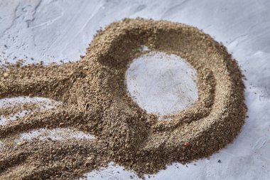 Soyut resim yapılan çekilmiş karabiber, Gıda Sanat, üstten görünüm, yakın çekim.