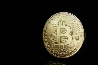 Farklı cryptocurrency bitcoins karanlık tablo, yakın çekim, seçici odak ile kavramsal görüntü.