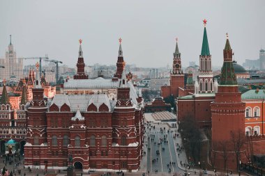 Kremlin yakınlarındaki tarihi müze ve Moskova, Rusya 'daki Kızıl Meydan