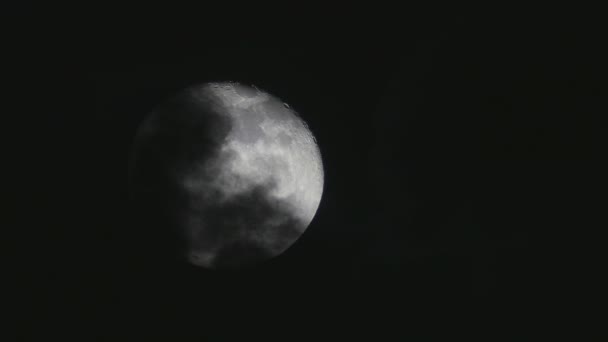 Large Moon Sky Clouds Night Big Moon Visible Surface Fast — Stock Video