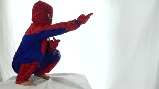 Khonkaen Szeptember 2018 Ban Rajta Spider Man Ázsiai Kisfiú Öltöny — Stock videók