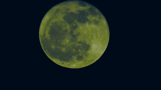 Color Verde Luna Grande Sobre Fondo Negro — Vídeo de stock