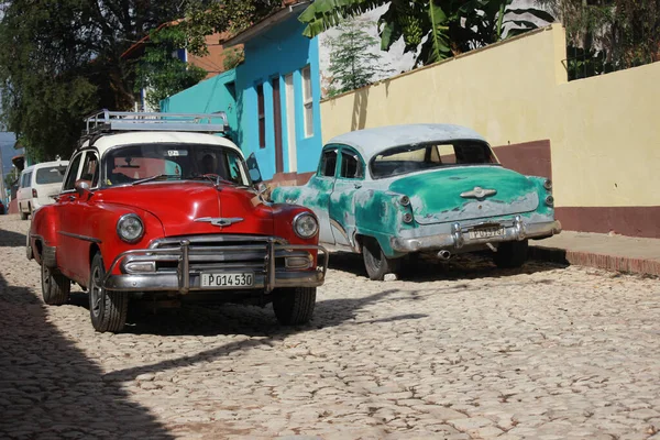 Cuba 2019 Carro Velho Colorido Usado Como Táxi Transporte Estes — Fotografia de Stock
