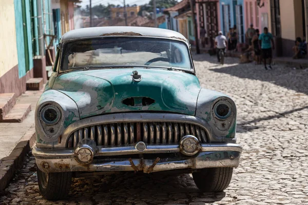 Cuba 2019 Carro Velho Colorido Usado Como Táxi Transporte Estes — Fotografia de Stock