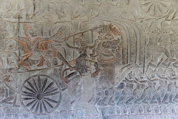 Angkor Watt Kamboçya Bir Tapınak Kompleksi Heykellerle Heykellerle Duvar Destekleriyle — Stok fotoğraf