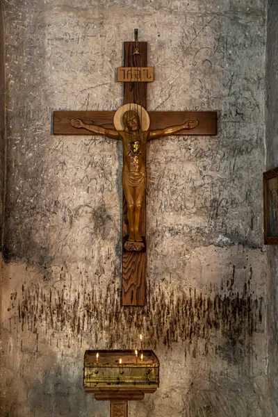 Church at Uplistsikhe the ancient rock-hewn town in eastern Georgia — Stock Photo, Image