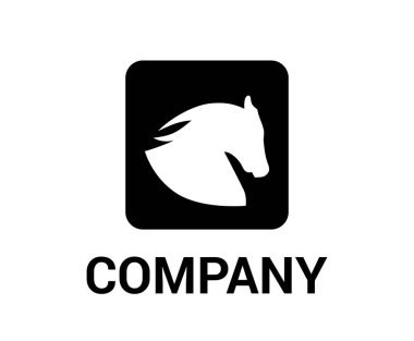 at kafası siluet düz logo tasarım fikir kavramı tasarım renk beyaz