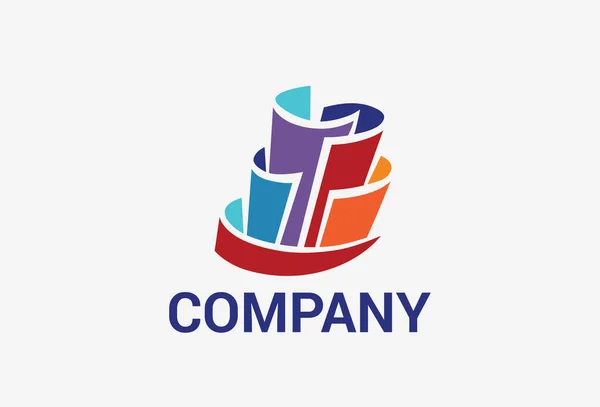 Media Giornale Colorato Logo Design Concept Vettore Che Forma Costruzione — Vettoriale Stock