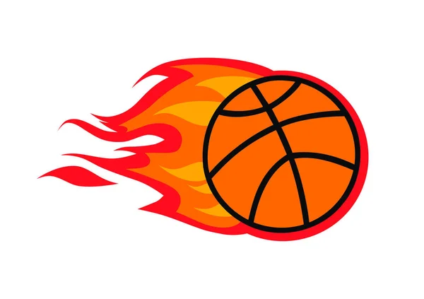 Rote Feuerflamme Auf Basketball Ball Schießen Design Illustration — Stockvektor