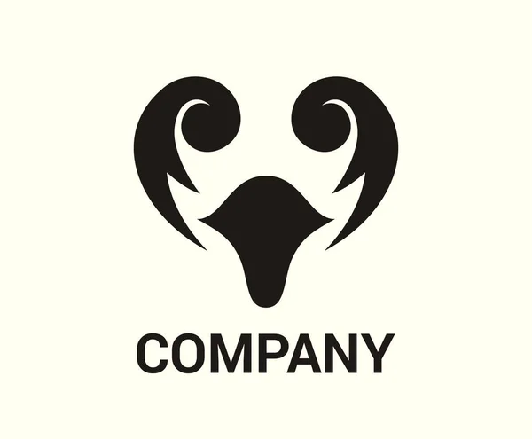Negro Silueta Cabeza Ciervo Cuerno Cuerno Naturaleza Fauna Logotipo Diseño — Vector de stock