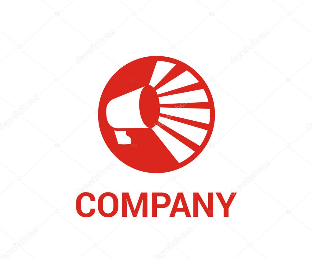 Shout logo design idea concept with hand speaker audio for event talk speech conference in public icon