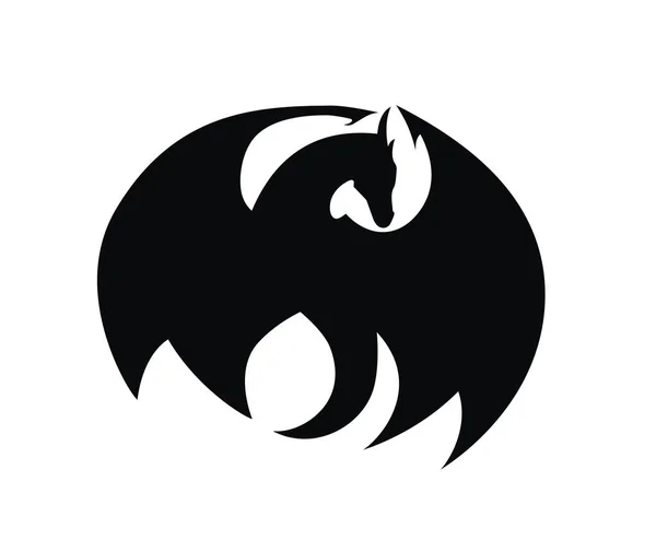 图标设计理念爬行动物黑色阴影龙剪影幻想神话魔术生物怪物 — 图库矢量图片