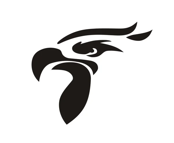 Havik Eagle Falcon Vogel Dierlijke Hoofd Silhouet Zwart Tribal Tattoo — Stockvector