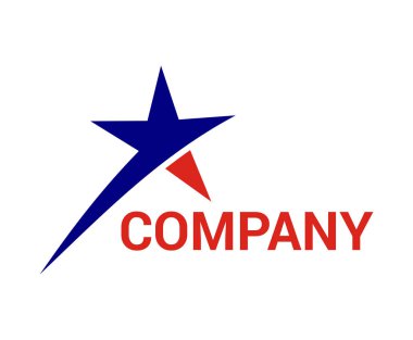 Amerikan ulusu bayrak logo tasarım fikir konsept illüstrasyon parlak kayan yıldız mavi kırmızı rengini