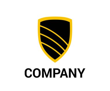 güvenlik kalkanı savunma için ve güvenli koru güçlü koruma logo tasarım fikir illüstrasyon kavramı