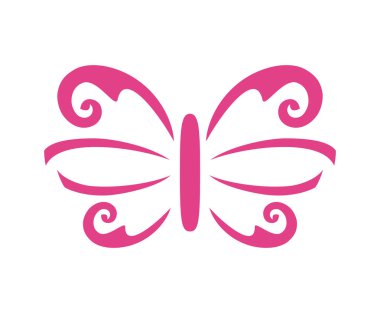 çiçekli pembe renkli kelebek kanat illüstrasyon retro vintage klasik dekoratif aksesuarları takı logo tasarım fikri