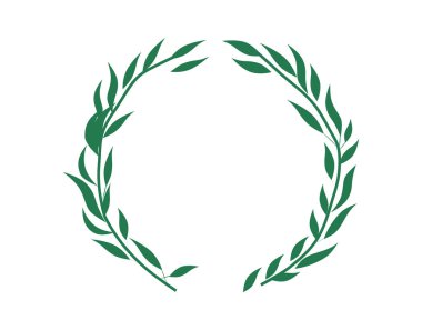 Roma vintage klasik yeşil çiçek girdap süsleme dekorasyon amblemi rozet illüstrasyon vektör şablon willow