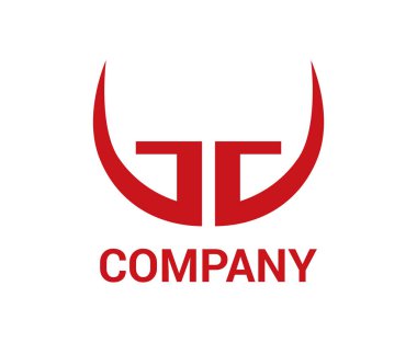 Kırmızı kötü efsanevi sihirli boynuz logo tasarım fikir tasarım kavramı illüstrasyon