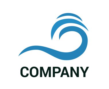 Deniz ya da okyanus dalgası vektör logo tasarım fikir şablon illüstrasyon kavramı mavi