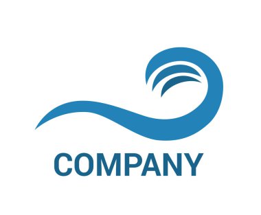 Deniz ya da okyanus dalgası vektör logo tasarım fikir şablon illüstrasyon kavramı mavi