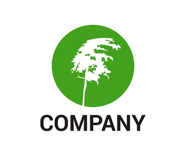Зеленый Лист Дерева Белый Силуэт Плоский Иконка Дизайн Логотипа Иллюстрации — стоковый вектор