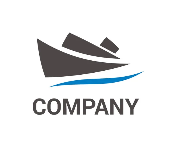Barca Navigare Sopra Acqua Mare Viaggio Disegno Piatto Stile Logo — Vettoriale Stock