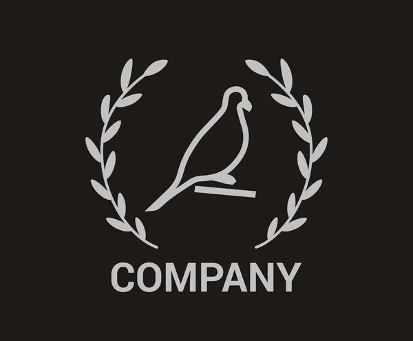 Lindo Animal Paloma Pájaro Logo Diseño Ilustración Idea Con Mono — Vector de stock