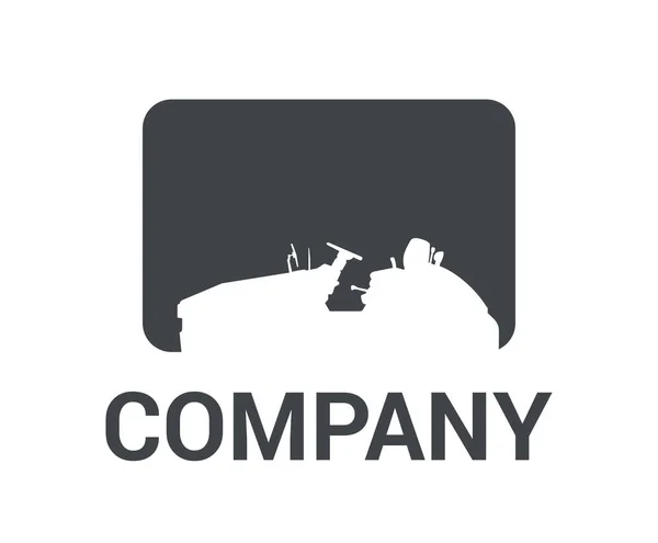 Szary Kolor Samochodu Ciężka Maszyna Road Górnictwa Projekt Ilustracja Logo — Wektor stockowy