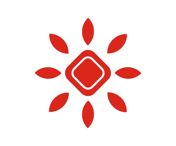 Red Floral Sun Iconic Modern Sign Simbol Konsep Desain Logo - Stok Vektor