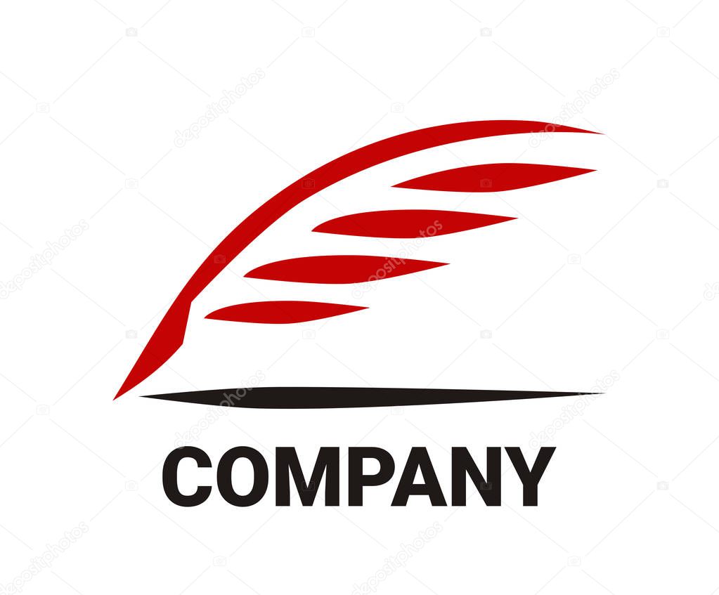 Classic ink pen with feather for writing letter logo design illustration concept