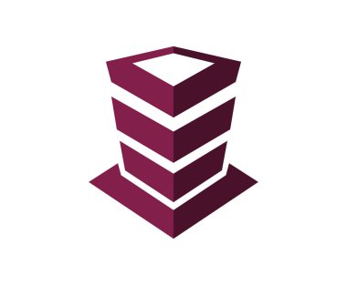 mor renk kule ikonik logo tasarım illüstrasyon kavramı fikri bina