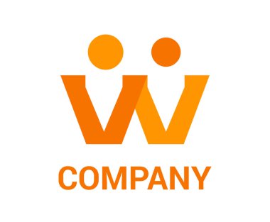 mektup w alfabe şekilden iki kişi mix logo tasarım kavramı Gösterim amacıyla kurumsal